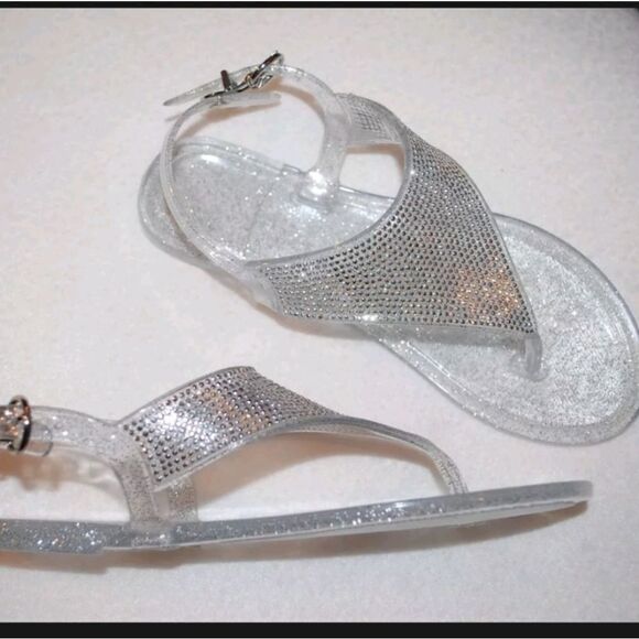 BRAND NEW RHINESTONES EMBELLISHMENTS JELLY CLEAR GLITTER SANDAL - Picture 5 of 15